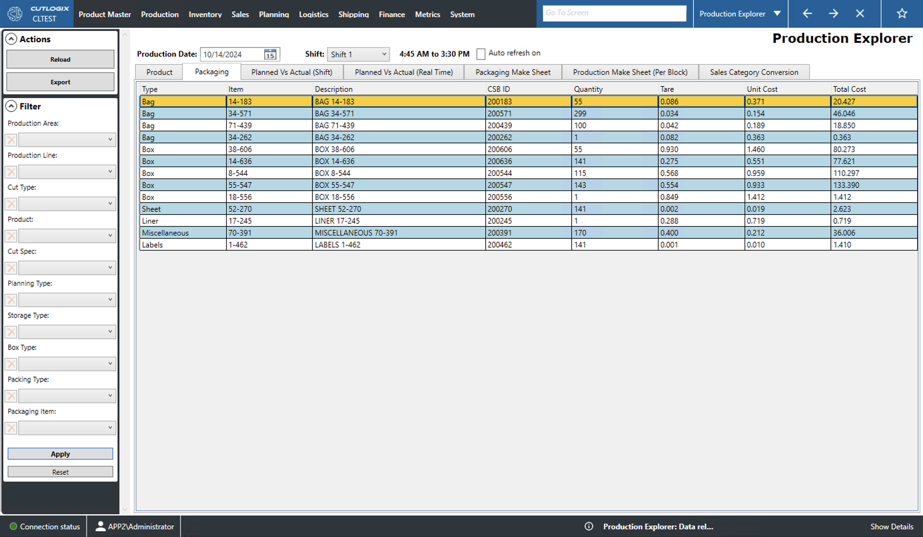 A Screenshot of the Packaging Tab